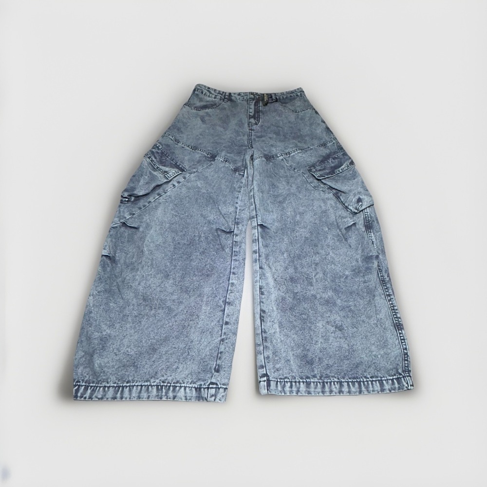 Kiikio Men's jeans wide leg ballon  Jeans baggy sz 32x28 cargo pocket pants